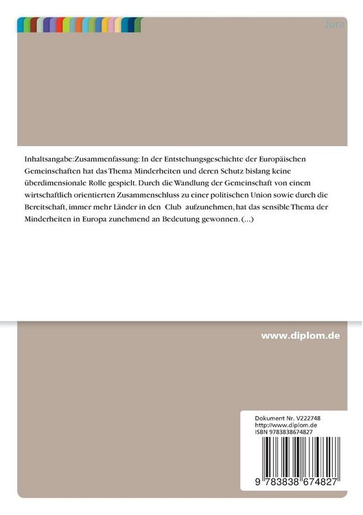 Produktbild: Der Minderheitenschutz im Recht der Europ&auml;ischen Union in Zusammenhang mit der EU-Osterweiterung