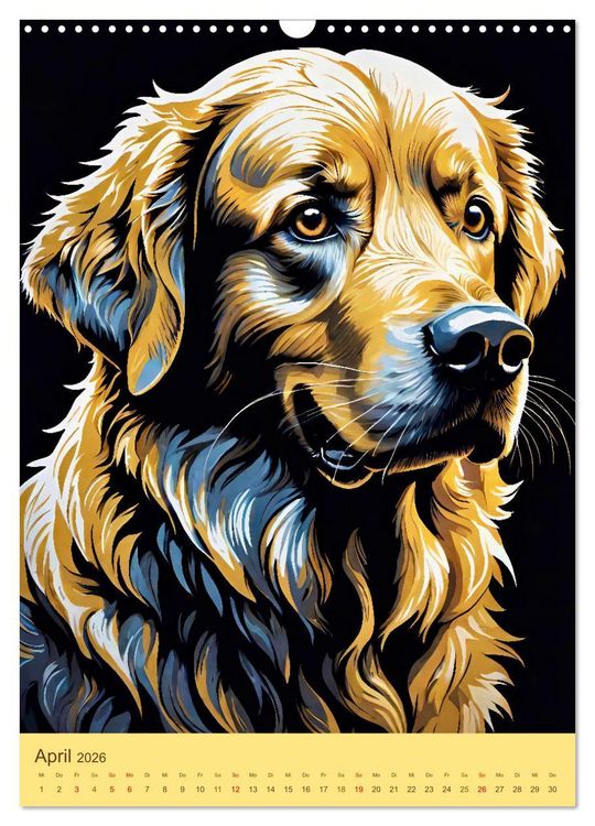Produktbild: Golden Retriever. Kunstvolle Portr&auml;ts des beliebten Hundes (Wandkalender 2026 DIN A3 hoch), CALVENDO Monatskalender