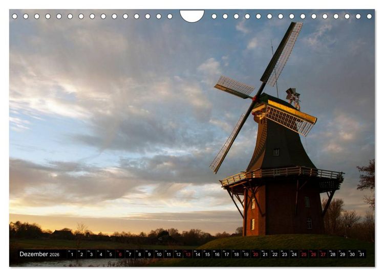Produktbild: Windm&uuml;hlen in Deutschland (Wandkalender 2026 DIN A4 quer), CALVENDO Monatskalender