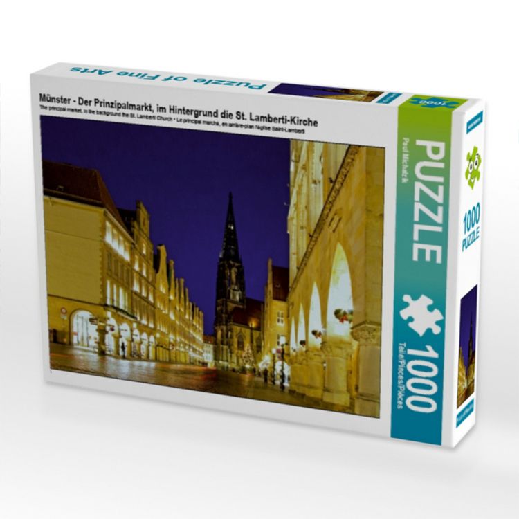 Produktbild: M&uuml;nster - Der Prinzipalmarkt, im Hintergrund die St. Lamberti-Kirche (Puzzle)