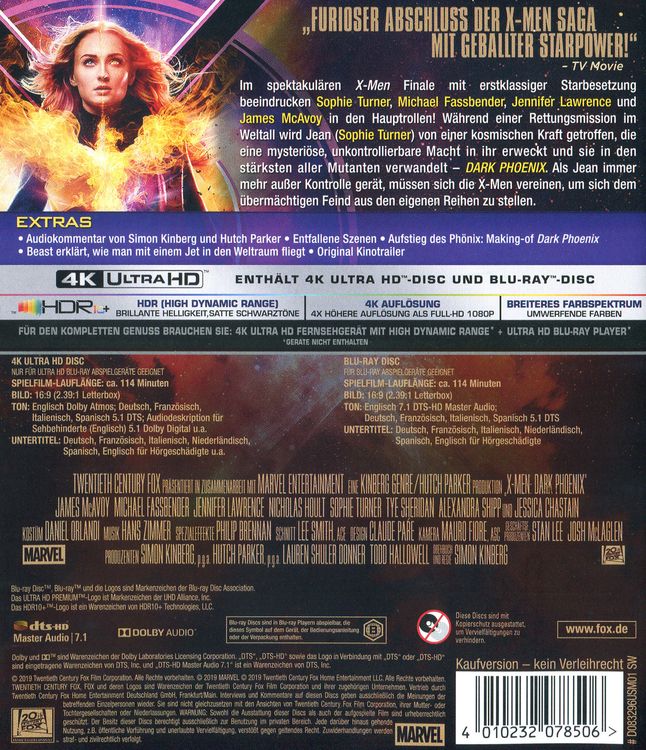 Produktbild: X-Men - Dark Phoenix (4K Ultra HD) (+ Blu-ray 2D)