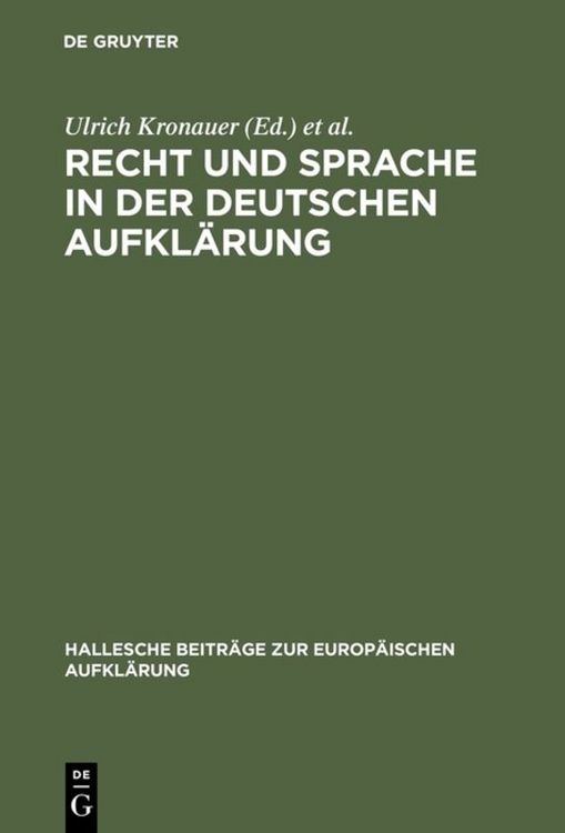 Produktbild: Recht und Sprache in der deutschen Aufkl&auml;rung