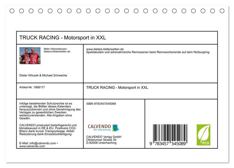 Produktbild: TRUCK RACING - Motorsport in XXL (Tischkalender 2026 DIN A5 quer), CALVENDO Monatskalender