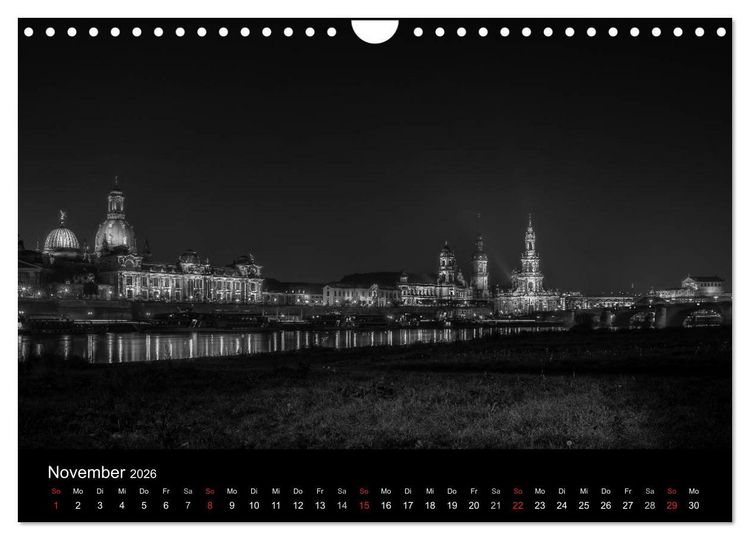 Produktbild: Dresden - Elbflorenz bei Nacht (Wandkalender 2026 DIN A4 quer), CALVENDO Monatskalender