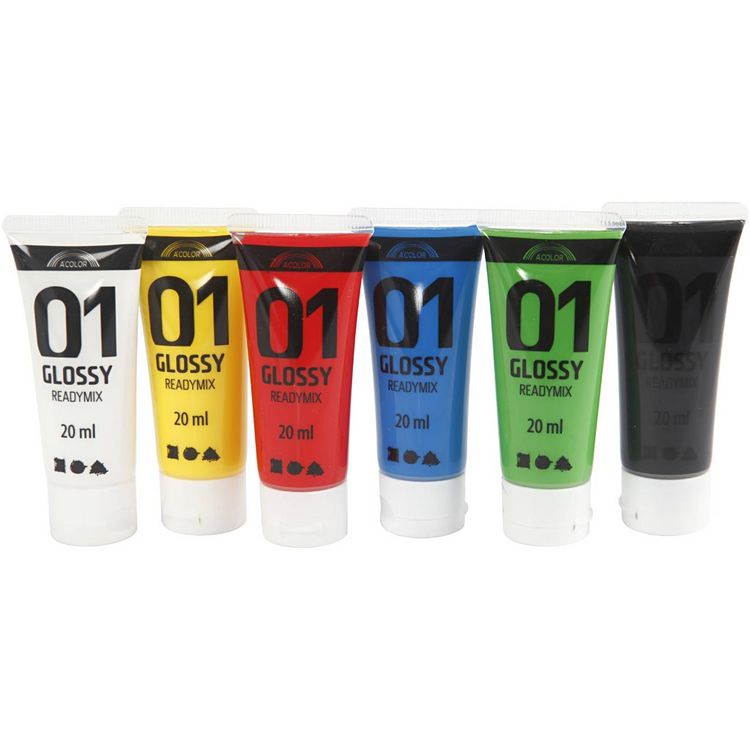 Produktbild: Creativ Company Acrylfarbe Gl&auml;nzend, Standard-Farben, 6x20 ml