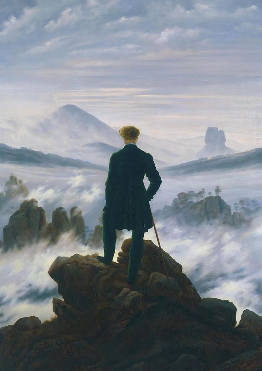Produktbild: Notizbuch A4 kariert - 100 Seiten Soft Cover - Caspar David Friedrich: Der Wanderer &uuml;ber dem Nebelmeer
