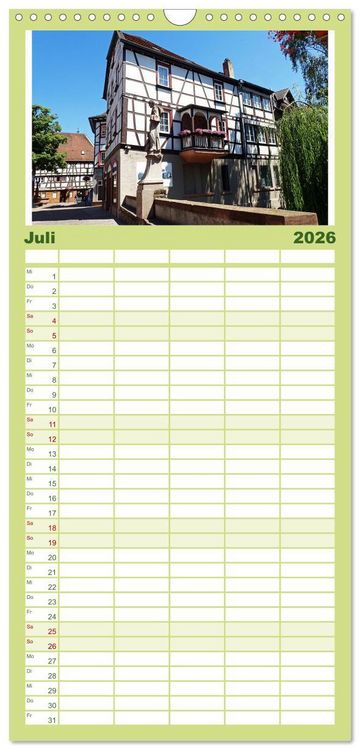 Produktbild: Familienplaner 2026 - Liebliche Bergstra&szlig;e - Burgen, Wein und Fachwerk mit 5 Spalten (Wandkalender, 21 x 45 cm) CALVENDO