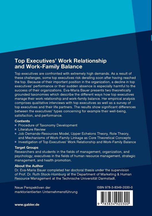 Produktbild: Top Executives&rsquo; Work Relationship and Work-Family Balance