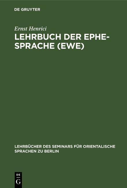 Produktbild: Lehrbuch der Ephe-Sprache (Ewe)