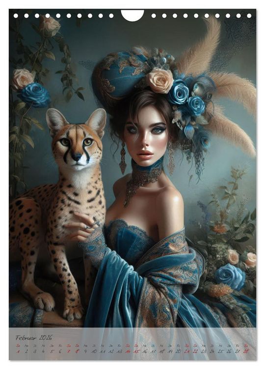 Produktbild: Eleganz der Exotik - Femme Fatale im Boh&egrave;me-Chic mit tierischen Begleitern (Wandkalender 2026 DIN A4 hoch), CALVENDO Monatskalender