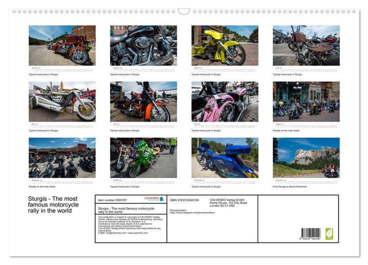 Produktbild: Sturgis - The most famous motorcycle rally in the world (Wall Calendar 2026 DIN A2 landscape), CALVENDO 12 Month Wall Calendar