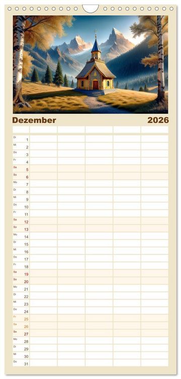 Produktbild: Familienplaner 2026 - Landschaft romantisch gesehen mit 5 Spalten (Wandkalender, 21 x 45 cm) CALVENDO