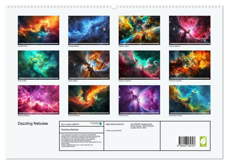 Produktbild: Dazzling Nebulae (High Quality Premium Wall Calendar 2026 DIN A2 landscape),CALVENDO 12 Month Wall Calendar