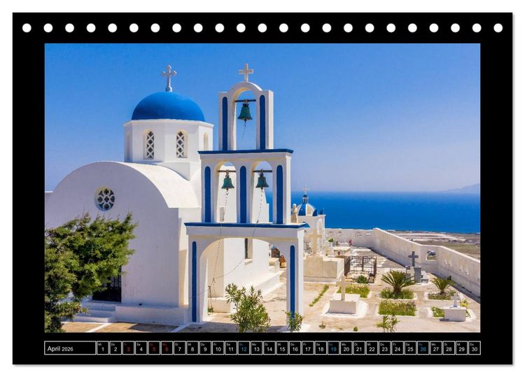 Produktbild: Kalimera Thira - Santorini, die sch&ouml;nste der Kykladen stellt sich vor (Tischkalender 2026 DIN A5 quer), CALVENDO Monatskalender