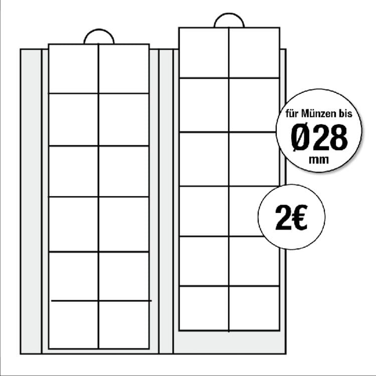 Produktbild: Erg&auml;nzungsbl&auml;tter f&uuml;r alle Premium-M&uuml;nzalben f&uuml;r M&uuml;nzen bis Durchmesser 28 mm, 2er Pack