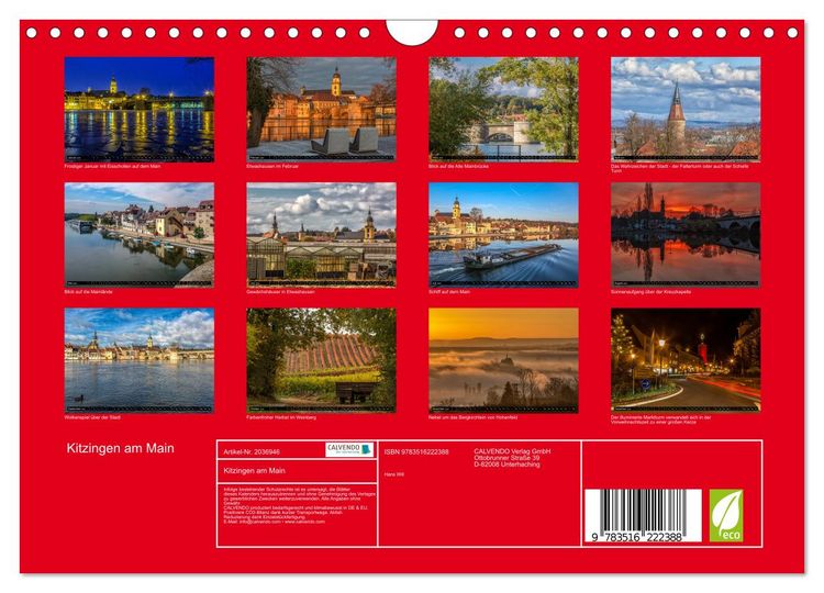 Produktbild: Kitzingen am Main (Wandkalender 2026 DIN A4 quer), CALVENDO Monatskalender