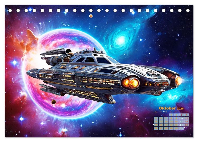 Produktbild: Im Weltall unterwegs - Verr&uuml;ckte Fahrzeuge im Universum (Tischkalender 2026 DIN A5 quer), CALVENDO Monatskalender