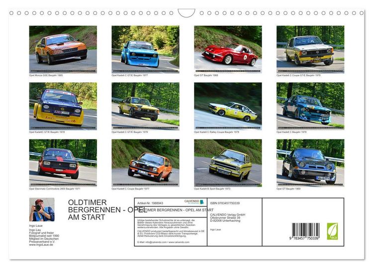 Produktbild: OLDTIMER BERGRENNEN - OPEL AM START (Wandkalender 2026 DIN A3 quer), CALVENDO Monatskalender