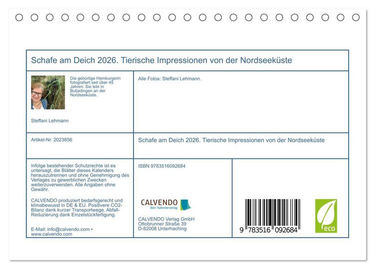 Produktbild: Schafe am Deich 2026. Tierische Impressionen von der Nordseek&uuml;ste (Tischkalender 2026 DIN A5 quer), CALVENDO Monatskalender
