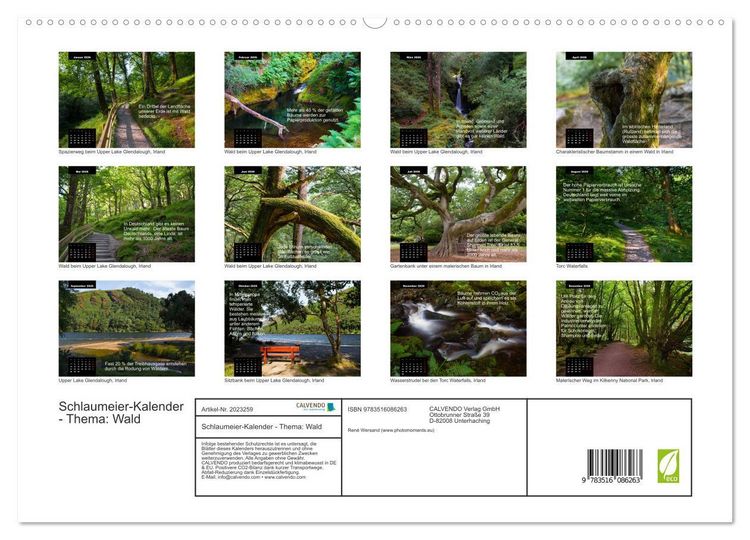 Produktbild: Schlaumeier-Kalender - Thema: Wald (hochwertiger Premium Wandkalender 2026 DIN A2 quer), Kunstdruck in Hochglanz