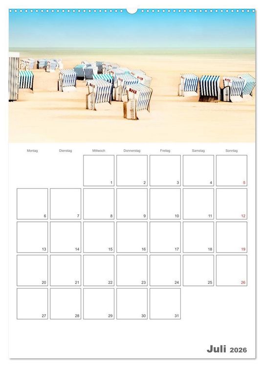 Produktbild: Strandbilder - K&uuml;nstlerische Impressionen von der Nordsee (Wandkalender 2026 DIN A2 hoch), CALVENDO Monatskalender