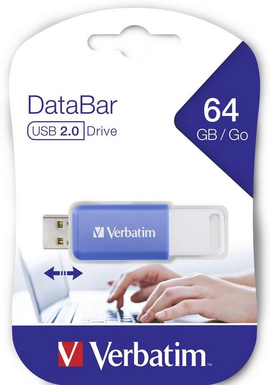 Produktbild: Verbatim V DataBar USB 2.0 Drive USB-Stick 64GB Blau 49455 USB-A (USB 2.0)