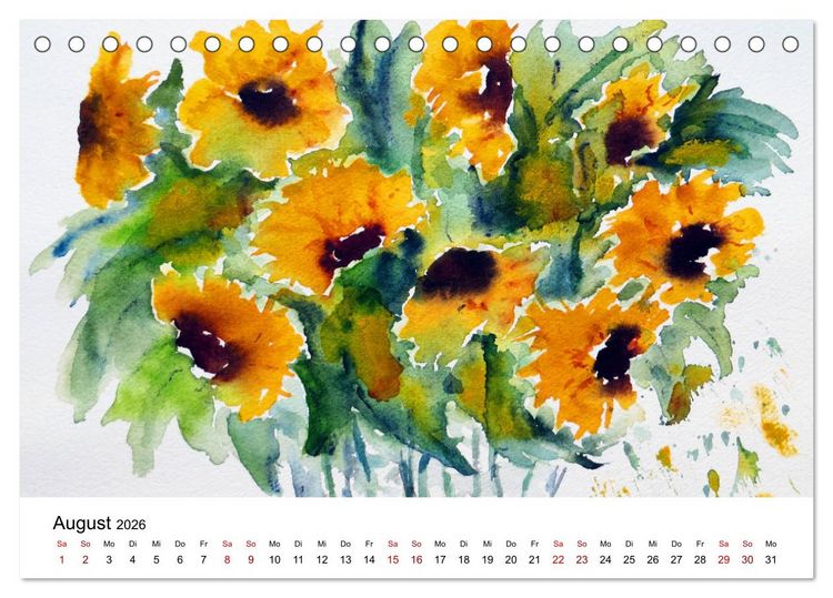 Produktbild: Bl&uuml;tenduft Aquarelle (Tischkalender 2026 DIN A5 quer), CALVENDO Monatskalender