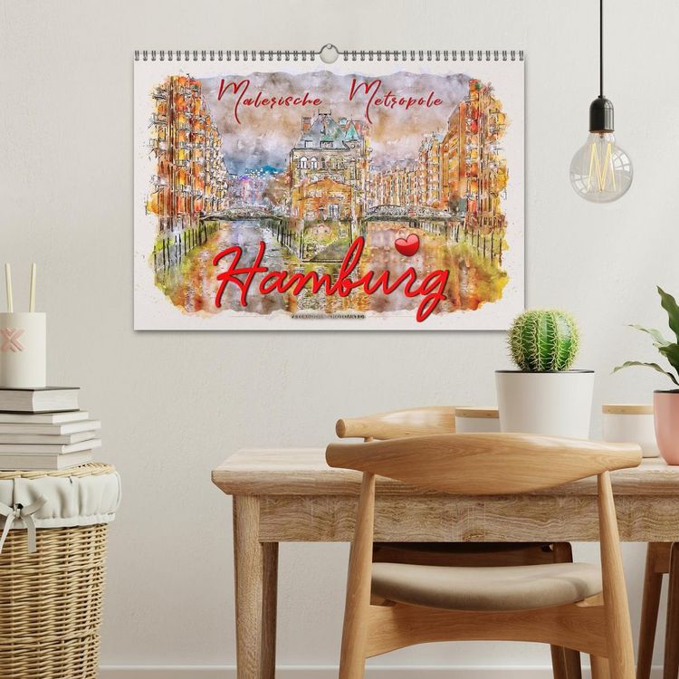 Produktbild: Hamburg - malerische Metropole (Wandkalender 2026 DIN A3 quer), CALVENDO Monatskalender
