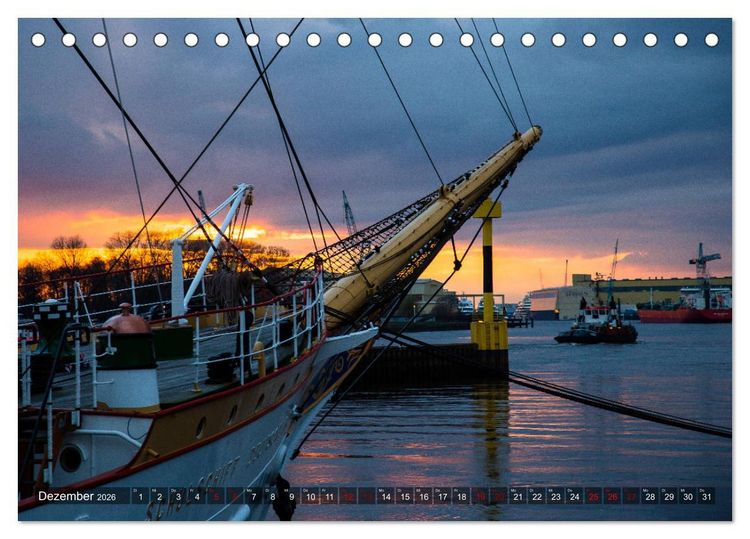 Produktbild: Letztes deutsches Vollschiff DAS SCHULSCHIFF DEUTSCHLAND (Tischkalender 2026 DIN A5 quer), CALVENDO Monatskalender