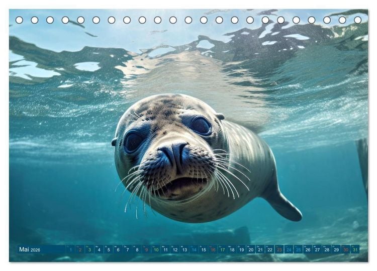 Produktbild: Tierkinder der Meere - entdecke ihre Welt (Tischkalender 2026 DIN A5 quer), CALVENDO Monatskalender