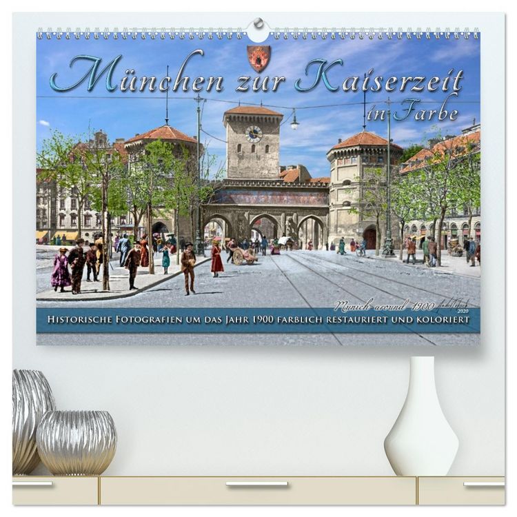 Produktbild: M&uuml;nchen zur Kaiserzeit in Farbe (hochwertiger Premium Wandkalender 2026 DIN A2 quer), Kunstdruck in Hochglanz