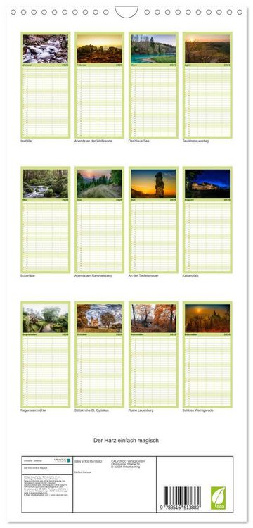 Produktbild: Familienplaner 2026 - Der Harz einfach magisch mit 5 Spalten (Wandkalender, 21 x 45 cm) CALVENDO