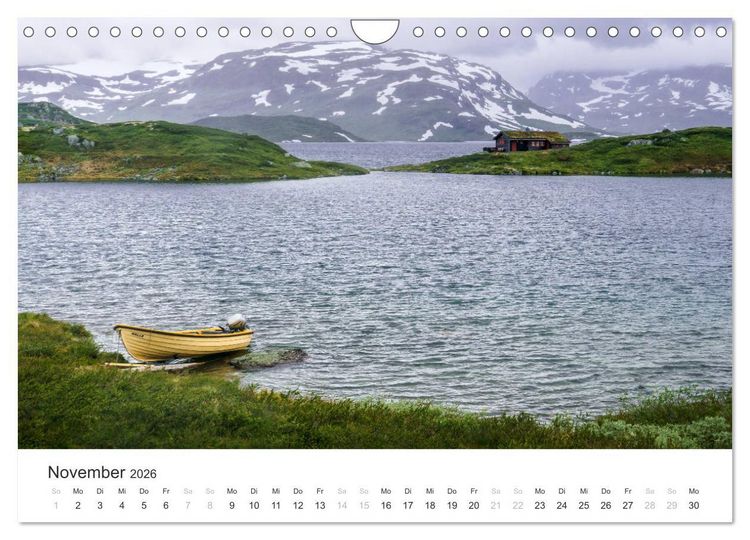 Produktbild: Norwegen Kalender - Wilde H&uuml;tten in den Bergen (Wandkalender 2026 DIN A4 quer), CALVENDO Monatskalender