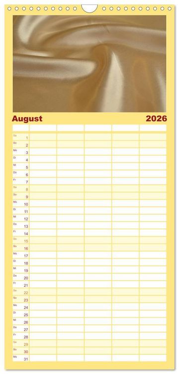 Produktbild: Familienplaner 2026 - Foto- und Bastelkalender Satin - Stilvoll zum Selbstgestalten mit 5 Spalten (Wandkalender, 21 x 45 cm) CALVENDO