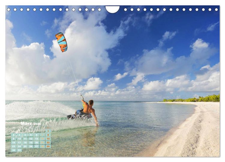 Produktbild: Kitesurfen: Mit Drachen am Meer (Wandkalender 2026 DIN A4 quer), CALVENDO Monatskalender