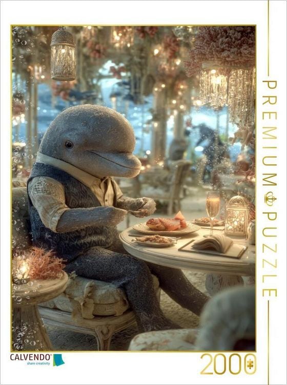 Produktbild: CALVENDO Puzzle Eleganter Delfin beim Dinner unter Wasser | 2000 Teile Lege-Gr&ouml;&szlig;e 90x67cm Foto-Puzzle f&uuml;r gl&uuml;ckliche Stunden