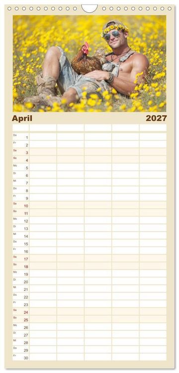 Produktbild: Familienplaner 2027 - Die H&uuml;hnerhelden. Witz und Charme mit M&auml;nnern, die Eier haben mit 5 Spalten (Wandkalender, 21 x 45 cm) CALVENDO