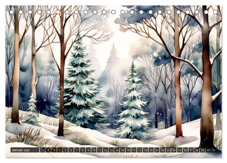 Produktbild: Die Natur in Aquarellbildern (Tischkalender 2026 DIN A5 quer), CALVENDO Monatskalender
