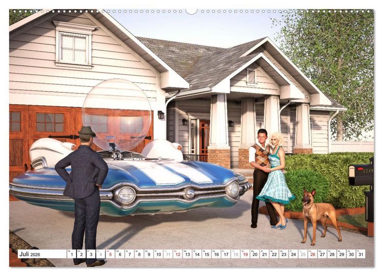 Produktbild: 50s Future - Retro SciFi (hochwertiger Premium Wandkalender 2026 DIN A2 quer), Kunstdruck in Hochglanz