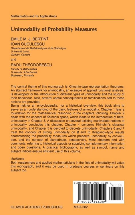 Produktbild: Unimodality of Probability Measures