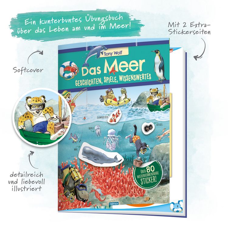 Produktbild: Tr&ouml;tsch Das Meer Geschichten Spiele Wissenswertes Stickerbuch