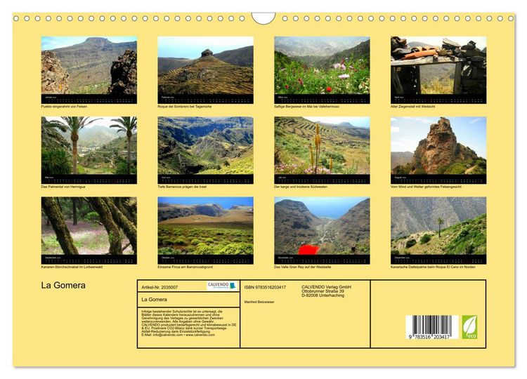 Produktbild: La Gomera (Wandkalender 2026 DIN A3 quer), CALVENDO Monatskalender