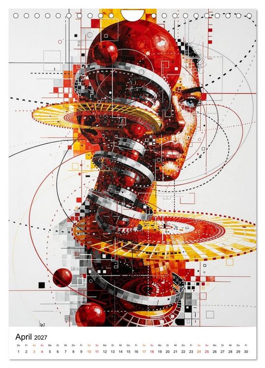 Produktbild: Abstracts - Fragmente der Zeit - Auf der Suche nach Menschlichkeit im Datenstrom (Wandkalender 2027 DIN A4 hoch), CALVENDO Monatskalender