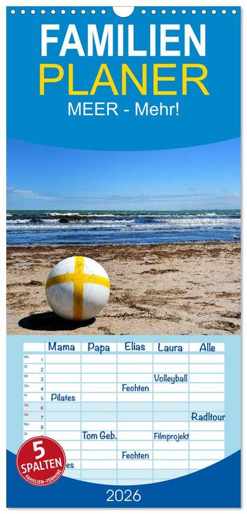 Produktbild: Familienplaner 2026 - MEER - Mehr! mit 5 Spalten (Wandkalender, 21 x 45 cm) CALVENDO