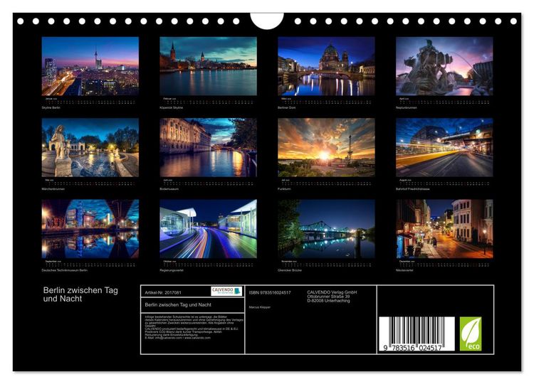 Produktbild: Berlin zwischen Tag und Nacht (Wandkalender 2026 DIN A4 quer), CALVENDO Monatskalender