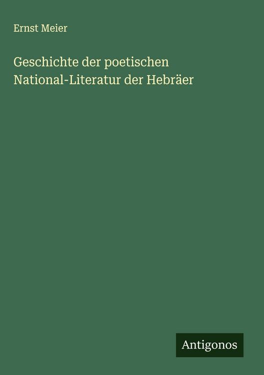Produktbild: Geschichte der poetischen National-Literatur der Hebr&auml;er