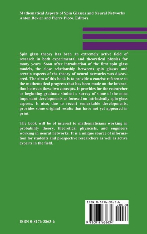 Produktbild: Mathematical Aspects of Spin Glasses and Neural Networks