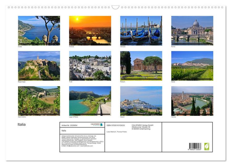Produktbild: Italia (Wandkalender 2026 DIN A2 quer), CALVENDO Monatskalender