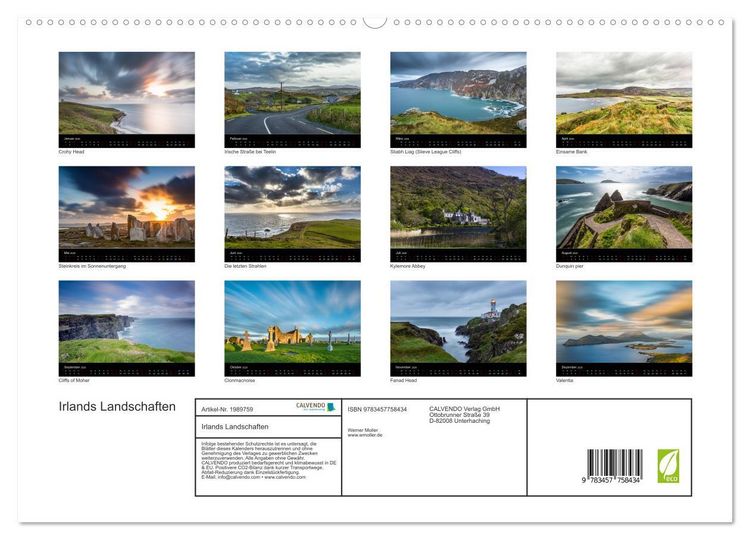 Produktbild: Irlands Landschaften (hochwertiger Premium Wandkalender 2026 DIN A2 quer), Kunstdruck in Hochglanz