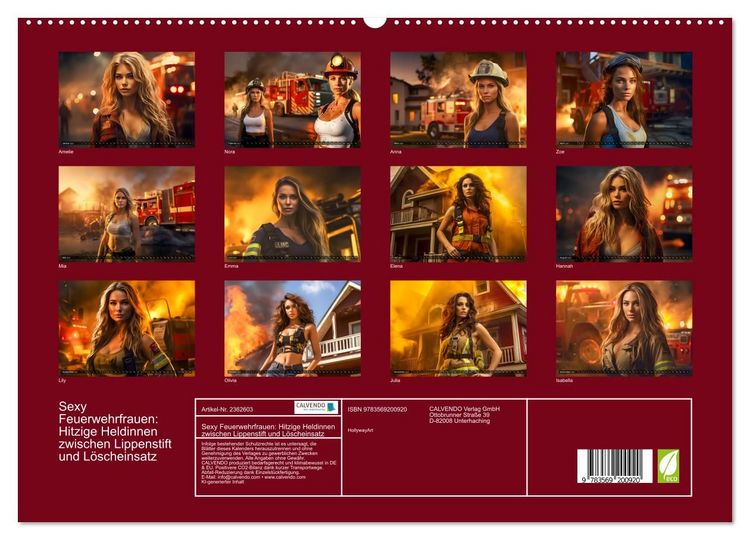 Produktbild: Sexy Feuerwehrfrauen: Hitzige Heldinnen zwischen Lippenstift und L&ouml;scheinsatz (hochwertiger Premium Wandkalender 2027 DIN A2 quer), Kunstdruck in Hochglanz